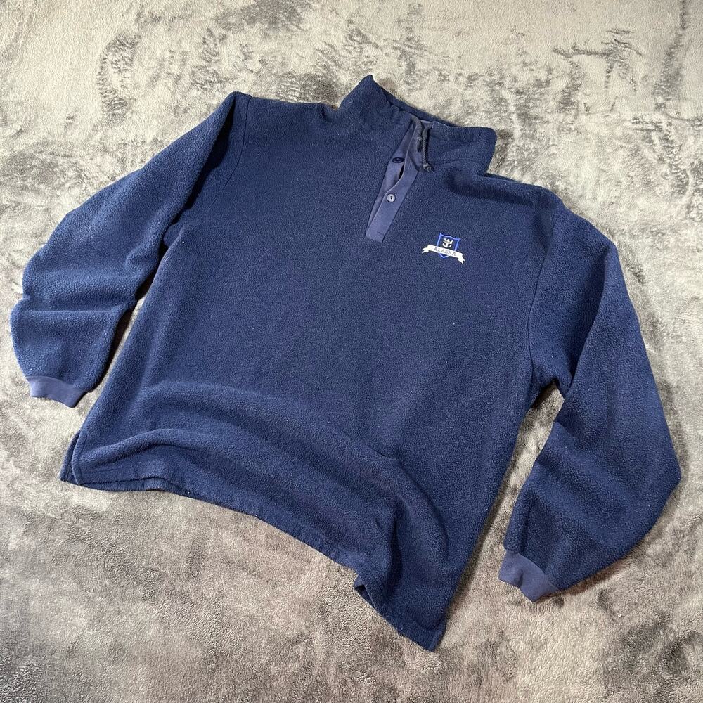 Vintage Ocean East Alaska Blue Fleece Sweater Size Large USA